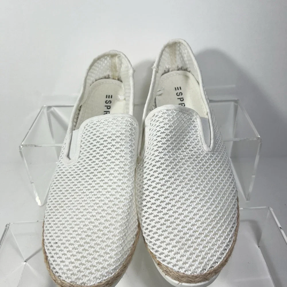 New Esprit Emilia White and Jute Espadrille Womens size 11